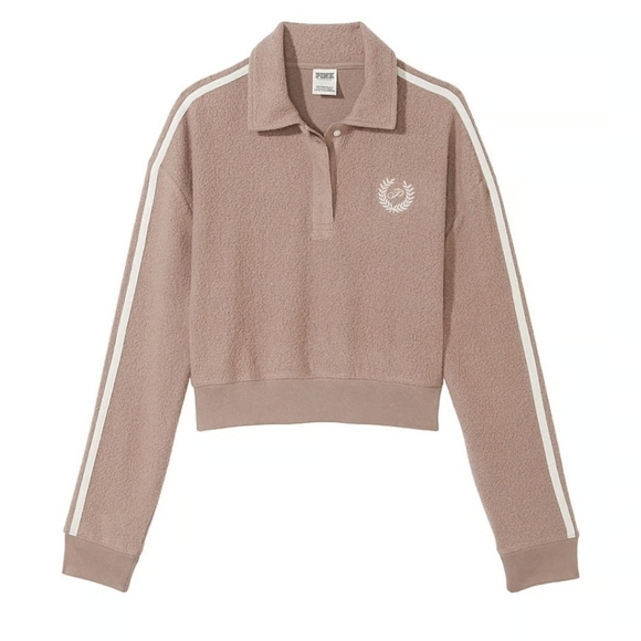 PINK Victoria's Secret Tops - Victoria's Secret Pink •Size Large• Reverse Fleece Polo Cropped New w/ Tags 2023